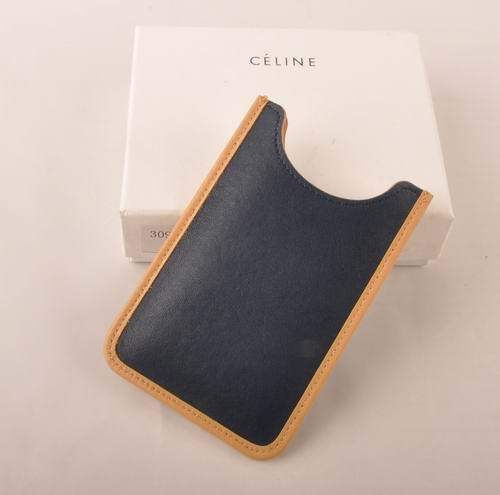 Celine Iphone Case - Celine 309 Dark Blue Original Leather - Click Image to Close